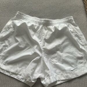 Nike White Athletic Shorts Lightweight Satin Finish